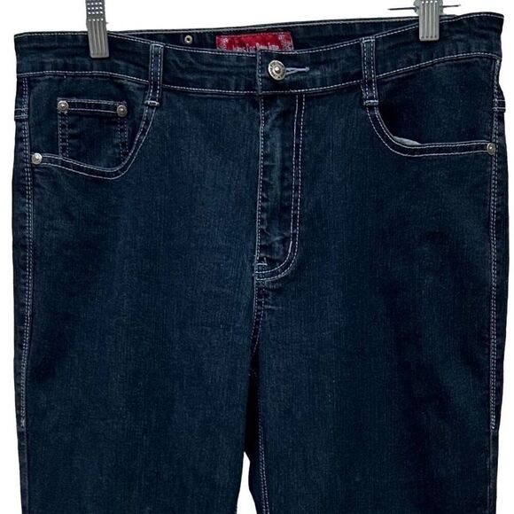 JFNT Jeans For New Time Jeans Women's Size 14 Dark Wash Blue Straight Leg Denim - Picture 4 of 10